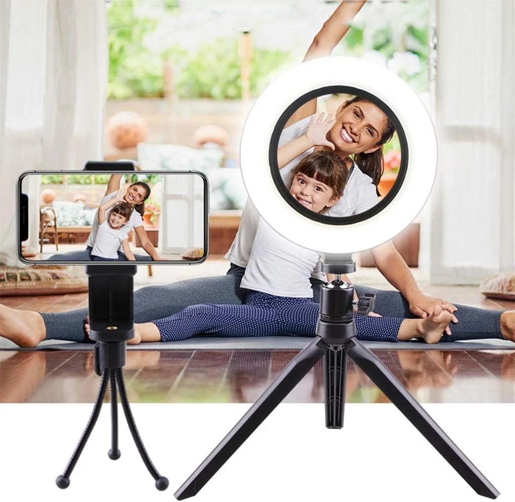 نور حلقه ای 6/8 اینچی برای عکاسی زنده، فلاش LED دوربین موبایل، نور قابل تنظیم برای فیلمبرداری روی دوربین با سه پایه و پایه مستقل تلفن همراه (رنگ: مشکی، اندازه: 16 سانتی متر) نور حلقه ای 6/8 اینچی برای عکاسی زنده، فلاش LED دوربین موبایل، نور قابل تنظیم برای فیلمبرداری روی دوربین با سه پایه و پایه مستقل تلفن همراه (رنگ: مشکی، اندازه: 16 سانتی متر)