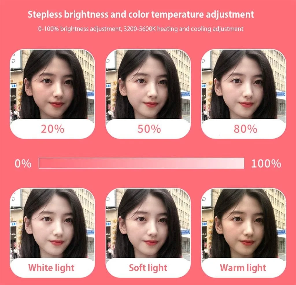 نور حلقه ای تاشو قابل حمل 10 اینچی، چراغ های ویدیویی روی دوربین، با پایه تلفن و پایه نور، 3 حالت رنگی و 10 سطح روشنایی، نور حلقه ای سلفی تلفن همراه برای عکاسی و ضبط ویدیو