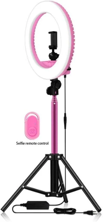 نور حلقه ای ۱۳ اینچی، نور پرکننده زنده/عکس، کیت نور ال ای دی کم نور کننده آرایش، دمای رنگ ۳۲۰۰K-5500K، با پایه و کنترلر بی سیم، مورد استفاده برای فیلمبرداری ویدیوهای یوتیوب، پرتره، سلفی
