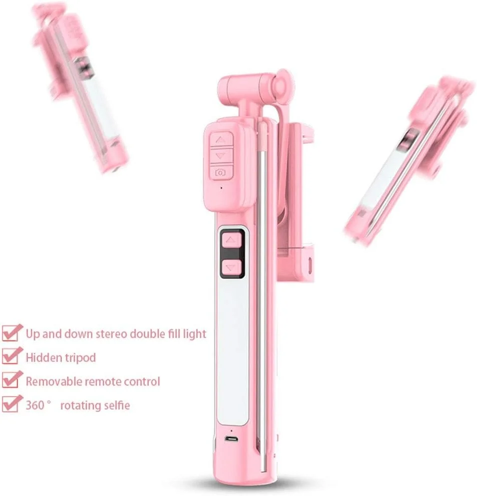 مونوپاد بلوتوثی، مونوپاد با نور پرکننده دوگانه، پایه سه پایه مخفی با کنترل از راه دور بی سیم جداشدنی، مناسب برای iPhone11 / 11 Pro / 11 Pro Max/iPhone XS max/iPhone XS/iPhone XR / مونوپاد بلوتوثی، مونوپاد با نور پرکننده دوگانه، پایه سه پایه مخفی با کنترل از راه دور بی سیم جداشدنی، مناسب برای iPhone11 / 11 Pro / 11 Pro Max/iPhone XS max/iPhone XS/iPhone XR /