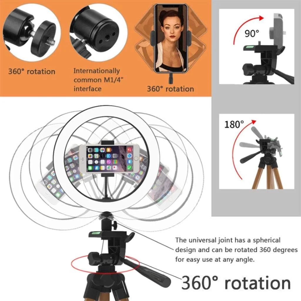 حلقه نور سلفی 10 اینچی با سه پایه و کنترلر بی‌سیم، نور ویدیویی روی دوربین، نور پرکننده برای لایو، آرایش، عکاسی و ویدیوی یوتیوب