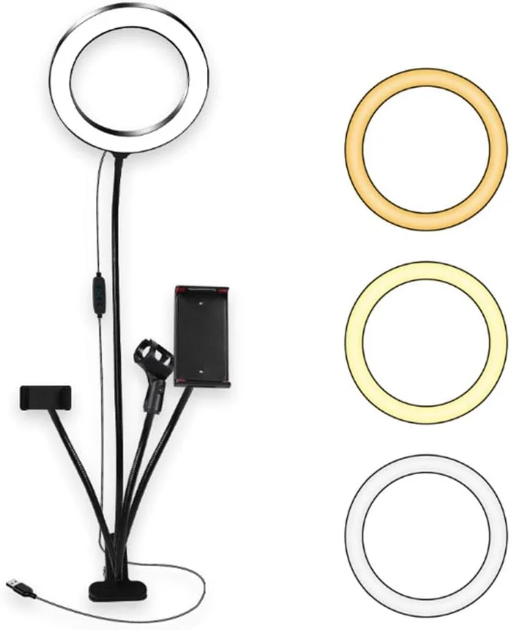 نور پرکننده 8 اینچی، با پایه نگهدارنده موبایل/آیپد/میکروفون، چراغ حلقه ای قابل حمل با بازوی بلند 360 درجه، چراغ LED برای پخش زنده و آرایش (رنگ: مشکی، سایز: 4 در 1) نور پرکننده 8 اینچی، با پایه نگهدارنده موبایل/آیپد/میکروفون، چراغ حلقه ای قابل حمل با بازوی بلند 360 درجه، چراغ LED برای پخش زنده و آرایش (رنگ: مشکی، سایز: 4 در 1)