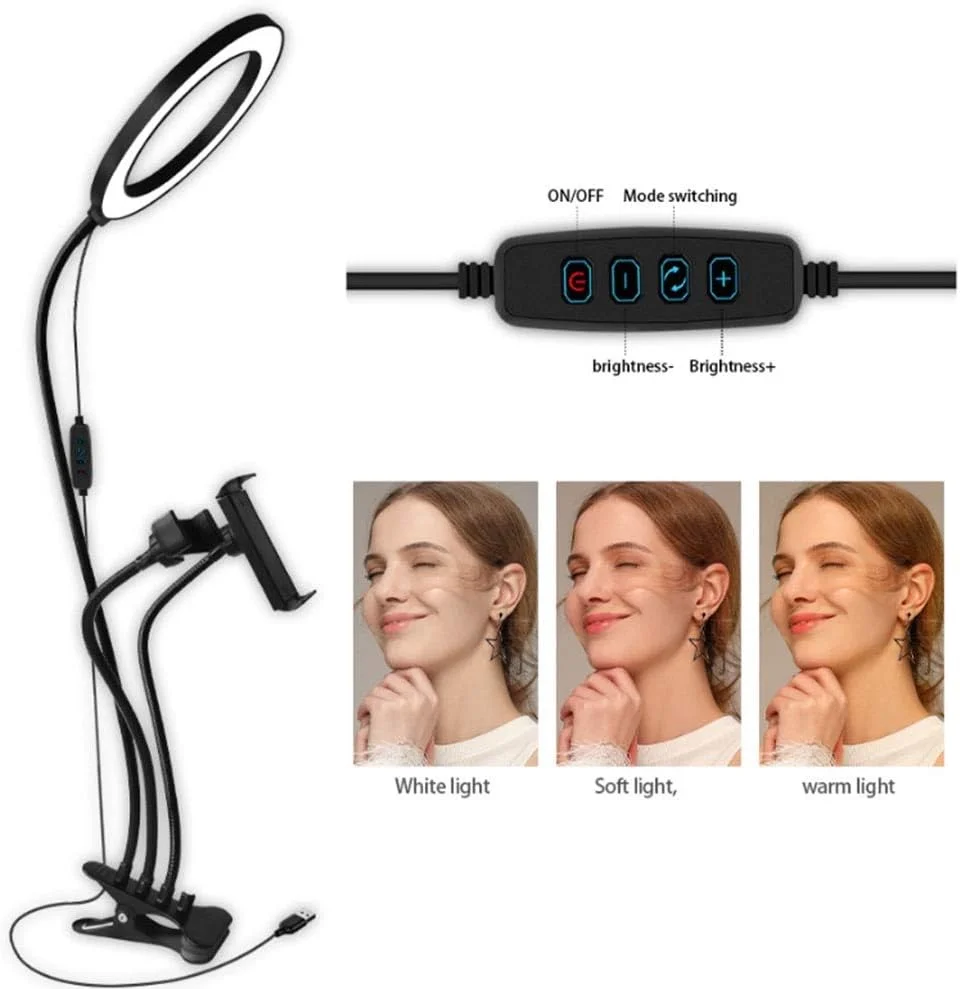 نور پرکننده 8 اینچی، با پایه نگهدارنده موبایل/آیپد/میکروفون، چراغ حلقه ای قابل حمل با بازوی بلند 360 درجه، چراغ LED برای پخش زنده و آرایش (رنگ: مشکی، سایز: 4 در 1) نور پرکننده 8 اینچی، با پایه نگهدارنده موبایل/آیپد/میکروفون، چراغ حلقه ای قابل حمل با بازوی بلند 360 درجه، چراغ LED برای پخش زنده و آرایش (رنگ: مشکی، سایز: 4 در 1)