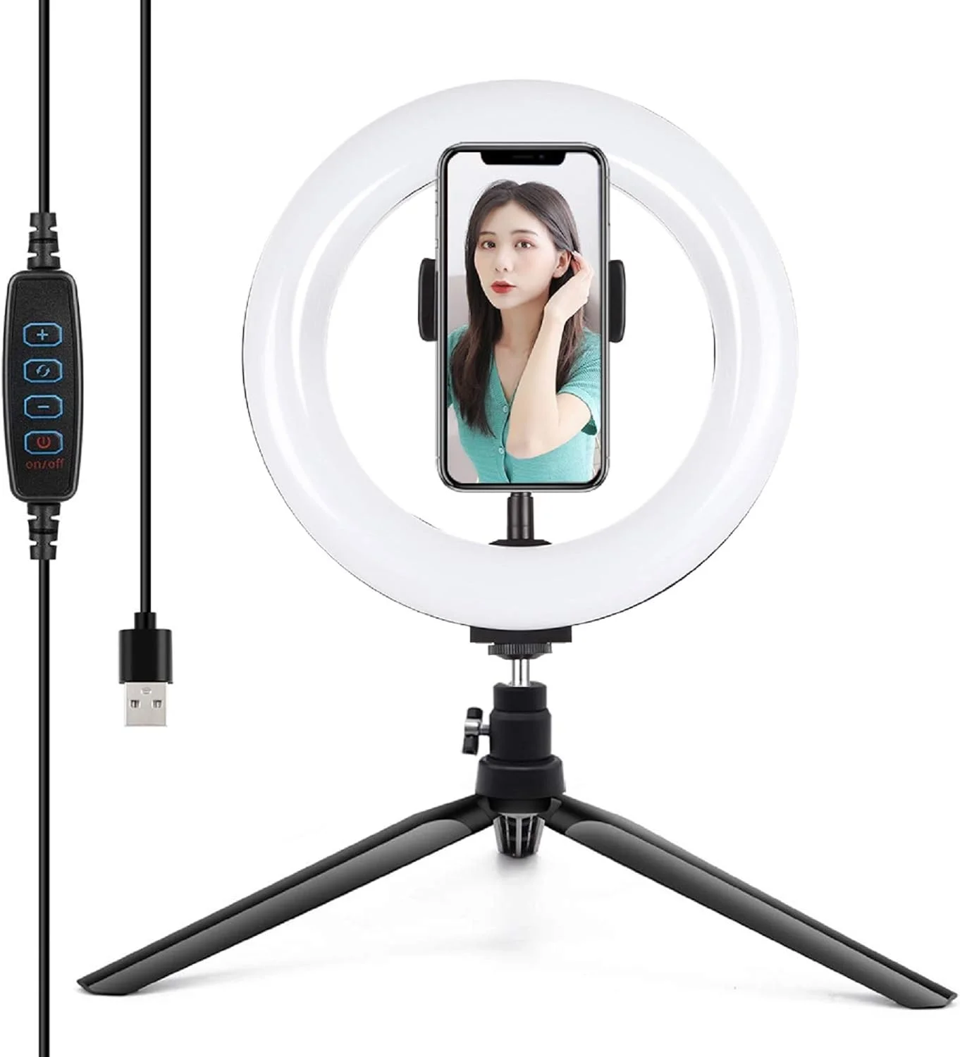 پایه رومیزی سه پایه PULUZ 7.9 اینچی با 3 حالت نورپردازی، دمای رنگ دوگانه قابل تنظیم، چراغ های حلقه ای LED برای فیلمبرداری، عکاسی، ویدیوهای یوتیوب و آرایش به همراه گیره نگهدارنده تلفن پایه رومیزی سه پایه PULUZ 7.9 اینچی با 3 حالت نورپردازی، دمای رنگ دوگانه قابل تنظیم، چراغ های حلقه ای LED برای فیلمبرداری، عکاسی، ویدیوهای یوتیوب و آرایش به همراه گیره نگهدارنده تلفن