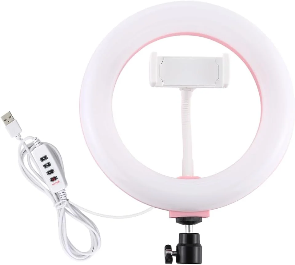 نور حلقه ای LED منحنی دیفیوزر با دمای رنگ دوگانه و حالت USB با قطر 7.9 اینچ PULUZ با گیره تلفن همراه برای سلفی، آرایش، فیلم های یوتیوب (صورتی) نور حلقه ای LED منحنی دیفیوزر با دمای رنگ دوگانه و حالت USB با قطر 7.9 اینچ PULUZ با گیره تلفن همراه برای سلفی، آرایش، فیلم های یوتیوب (صورتی)