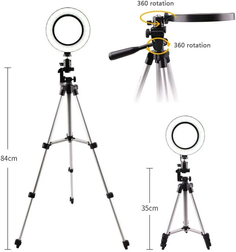 نور حلقه ای زیبایی رومیزی NANANA برای سلفی، پایه نگهدارنده مثلثی تلفن همراه برای پخش زنده در دفتر کار و آشپزخانه، نور حلقه ای کوچک LED دوربین برای فیلم/عکاسی یوتیوب [انتخاب های متعدد]، A