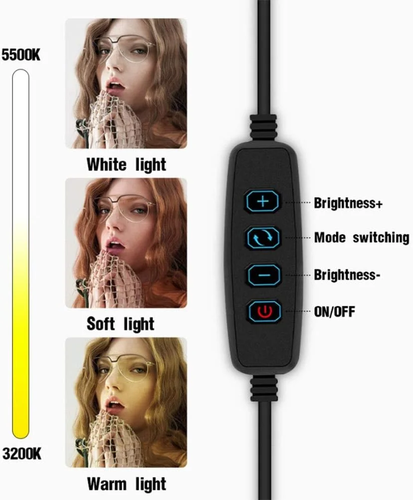 نور پرکننده عکاسی 26 سانتی متری، نور حلقه ای، نور ویدئویی دوربین با قابلیت تنظیم نور با سه پایه، مناسب برای ولاگ، آرایش، ویدئوهای یوتیوب و نورپردازی زنده
