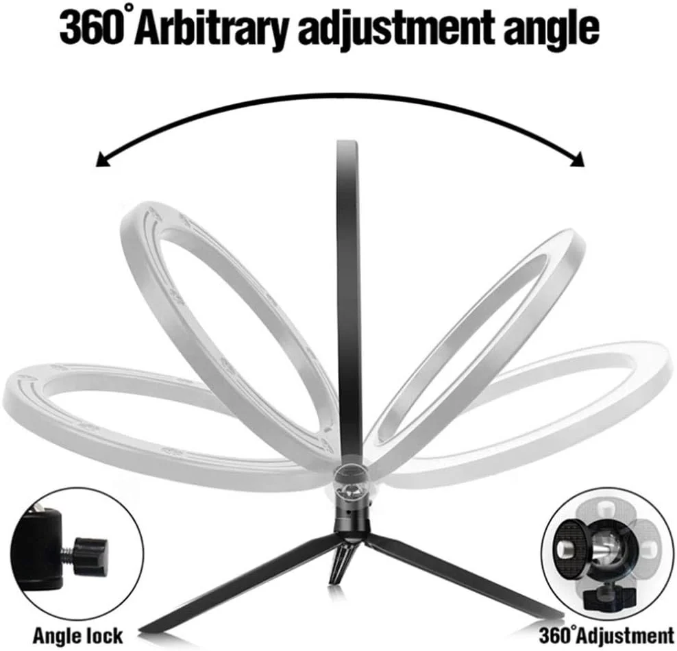 نور پرکننده تایمر خودکار، نور LED سه رنگ با روشنایی 10 سطح، نور حلقه زیبایی دوربین، با کنترلر بی سیم، مناسب برای پخش/آرایش در فضای باز و منزل، 20 سانتی متر / 26 سانتی متر