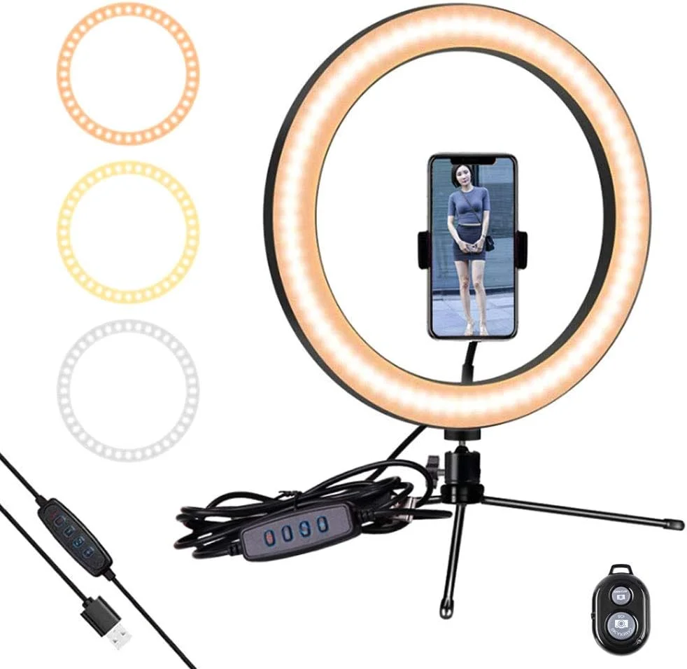 نور حلقه ای رومیزی برای سلفی، نور حلقه ای ال ای دی 26 سانتی متری با پایه سه پایه و نگهدارنده تلفن همراه و کنترل از راه دور برای سلفی، عکاسی، فیلمبرداری در یوتیوب [انتخاب چندگانه],A