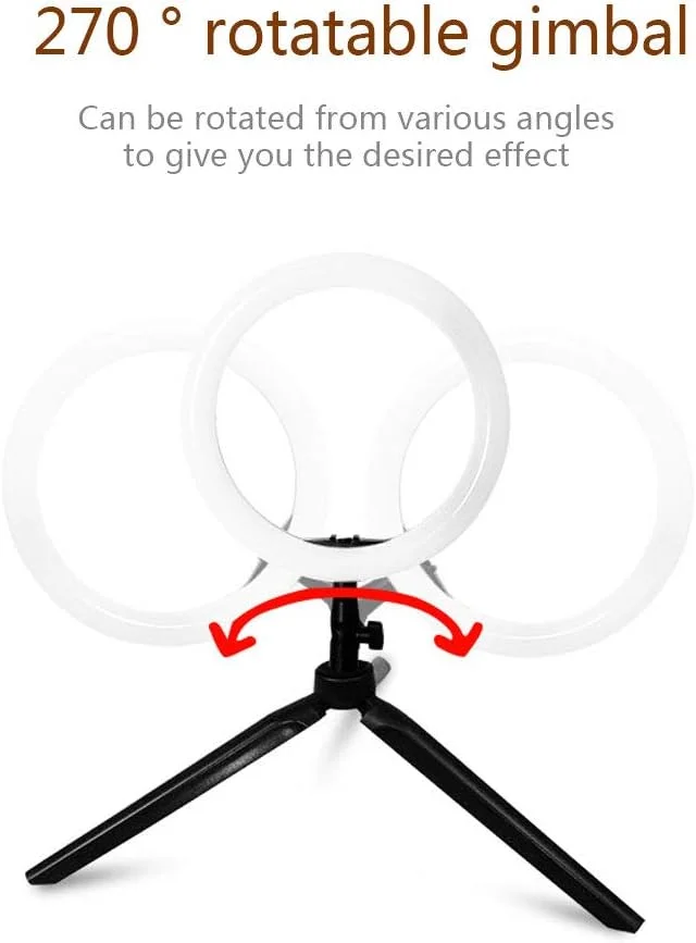 حلقه نور سلفی 26 سانتی متری با پایه سه پایه، کیت حلقه نور 10 واتی با قابلیت تنظیم نور با 3 رنگ برای سلفی، عکاسی، پخش زنده، یوتیوب، فیلمبرداری، آرایش - رابط USB [انتخاب های متعدد]، C