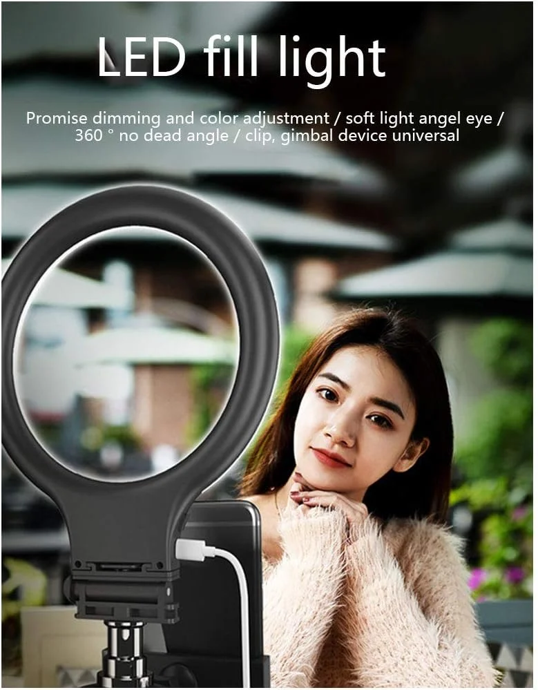 چراغ حلقه ای زیبایی سلفی رومیزی NANANA با پایه سه پایه 19 اینچی و نگهدارنده تلفن، چراغ دوربین رومیزی با نگهدارنده تلفن همراه برای آرایش، عکاسی سلفی - رابط USB [انتخاب چندگانه]، صورتی