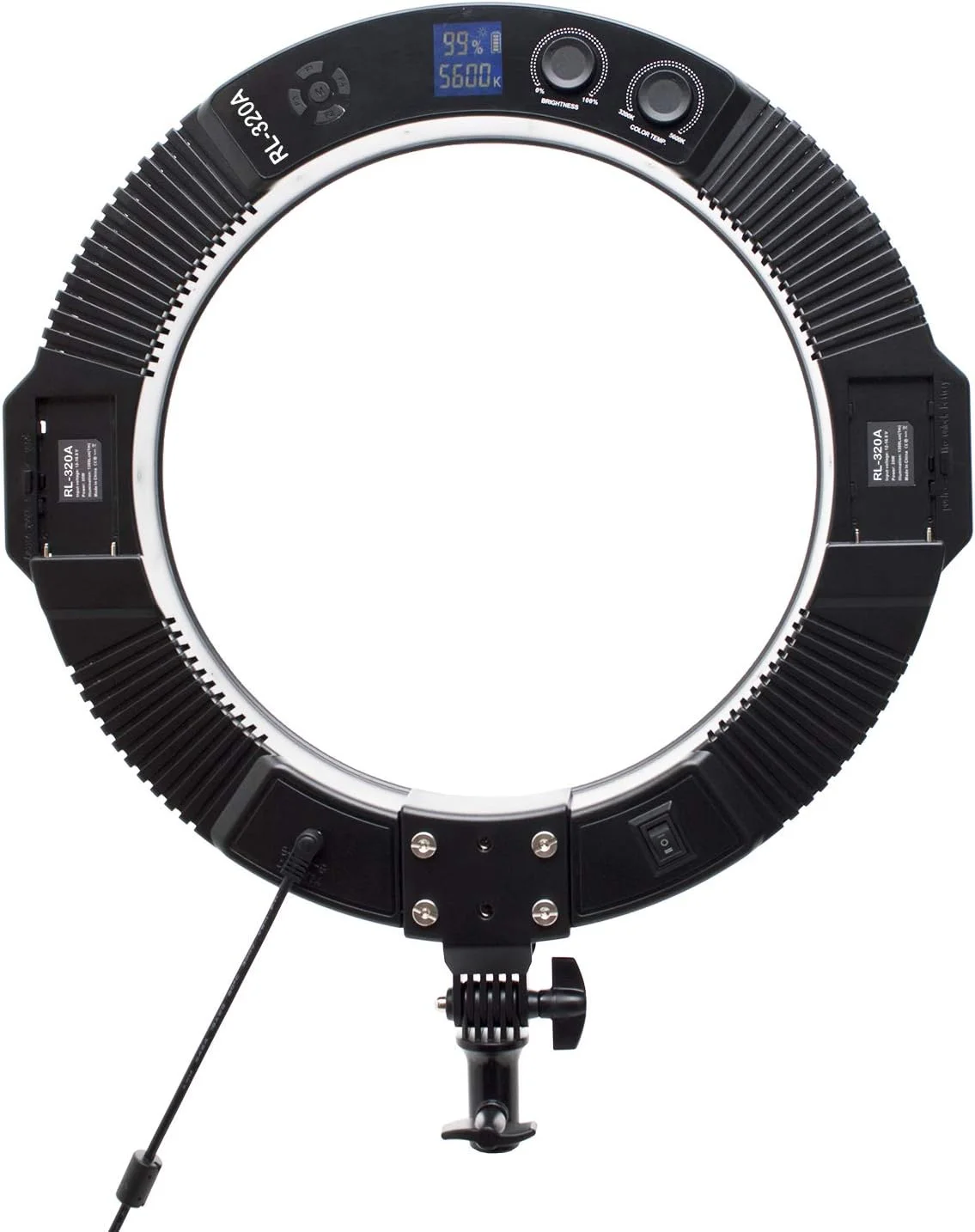 نور حلقه ای RL-320A دو رنگ 3200K-5600K با قابلیت تنظیم نور 19 اینچ CRI >95 برای دوربین، عکاسی، آرایش، پخش زنده، پرتره، استودیو یوتیوب، فیلمبرداری، وبلاگ نویسی و غیره نور حلقه ای RL-320A دو رنگ 3200K-5600K با قابلیت تنظیم نور 19 اینچ CRI >95 برای دوربین، عکاسی، آرایش، پخش زنده، پرتره، استودیو یوتیوب، فیلمبرداری، وبلاگ نویسی و غیره