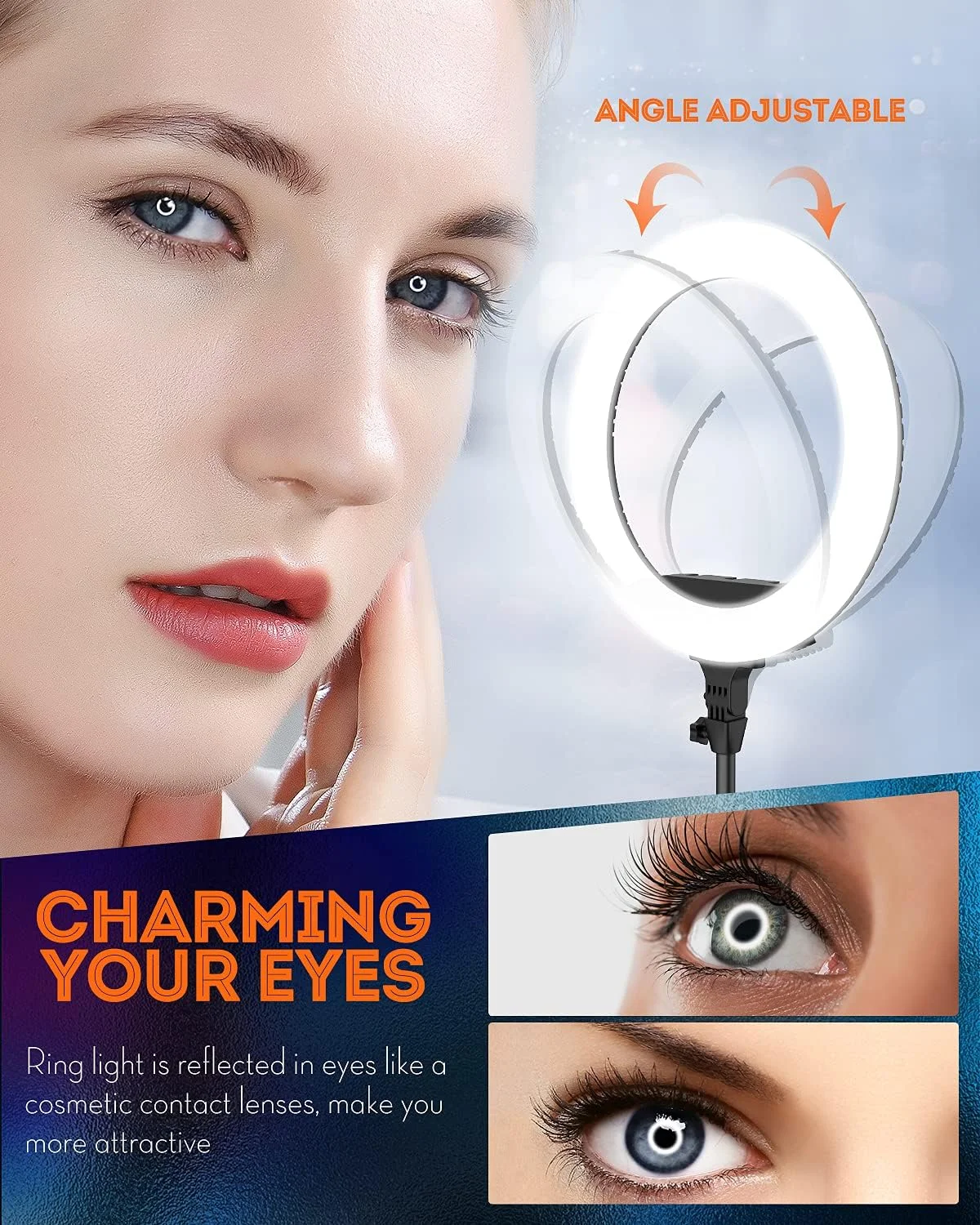 نور حلقه ای 18 اینچی با پایه سه پایه، کیت نور حلقه ای LED برای یوتیوب و تیک تاک، دمای رنگ 3200K تا 5500K، نور حلقه ای آرایشی با نگهدارنده تلفن، ریموت کنترل، کیف حمل، مناسب برای عکاسی دوربین، تلفن همراه، فیلمبرداری، سلفی و پرتره