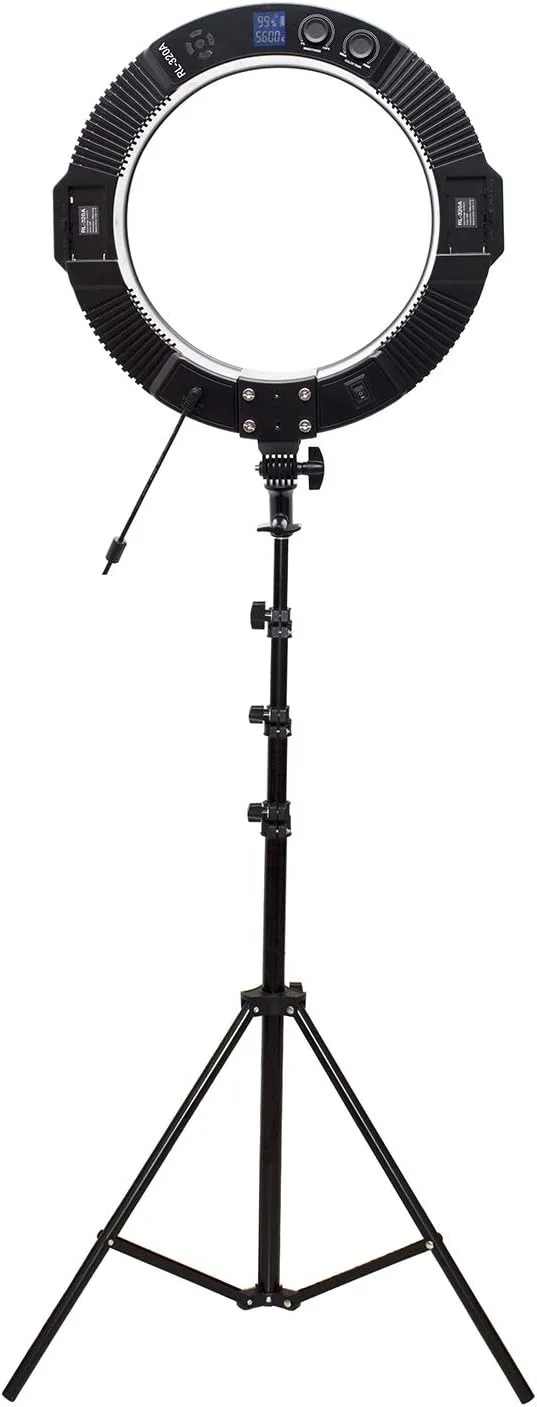 حلقه نور COOPIC RL-320A دو رنگ 3200K-5600K با قابلیت تنظیم نور به همراه پایه نور 240 سانتی متری CRI >95 برای عکاسی دوربین، آرایش، پخش زنده، پرتره، استودیوی یوتیوب، فیلمبرداری، وبلاگ نویسی و غیره
