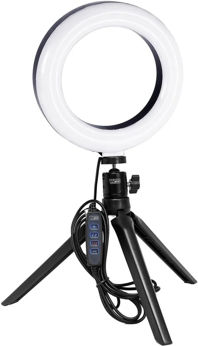 کیت نور حلقه ای ال ای دی 6 اینچی Vidpro RL-6 با سه پایه کوچک و سر توپی. دارای منبع تغذیه USB برای پرتره، آرایش، مدلینگ، ولاگرها، عکس های ماکرو و یوتیوب. دمای رنگ متغیر 2800K 4500K 6500K کیت نور حلقه ای ال ای دی 6 اینچی Vidpro RL-6 با سه پایه کوچک و سر توپی. دارای منبع تغذیه USB برای پرتره، آرایش، مدلینگ، ولاگرها، عکس های ماکرو و یوتیوب. دمای رنگ متغیر 2800K 4500K 6500K