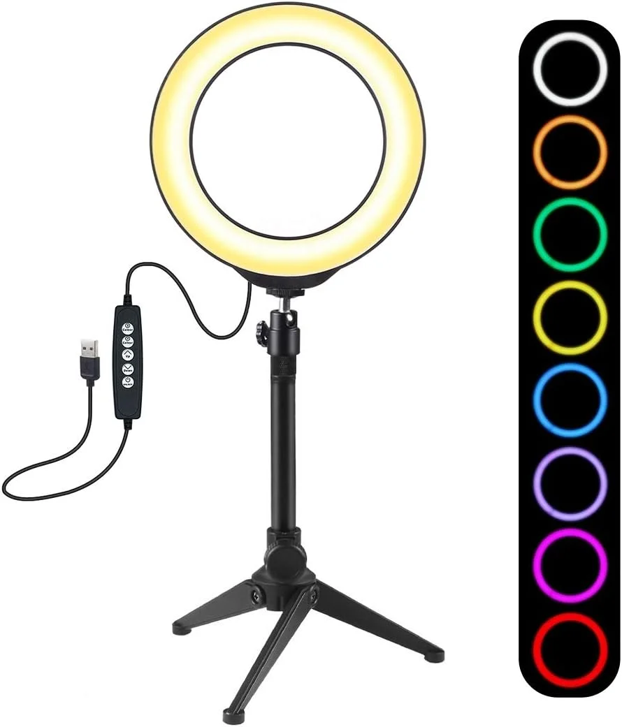 نور حلقه ای PULUZ، 10 سطح روشنایی، 8 رنگ نور حلقه ای LED کم نور RGBW 6.2 اینچی به همراه سه پایه رومیزی و هد توپی سه پایه کفشک سرد برای سلفی، آرایش، ویدیوی یوتیوب نور حلقه ای PULUZ، 10 سطح روشنایی، 8 رنگ نور حلقه ای LED کم نور RGBW 6.2 اینچی به همراه سه پایه رومیزی و هد توپی سه پایه کفشک سرد برای سلفی، آرایش، ویدیوی یوتیوب