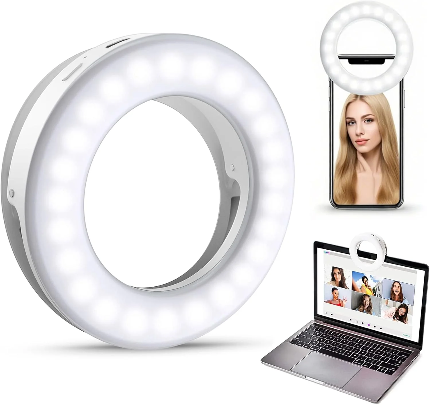 نور سلفی Criacr، چراغ حلقه ای موبایل، چراغ حلقه ای 40 LED با 3 سطح روشنایی، چراغ حلقه ای سلفی قابل شارژ USB، برای همه تلفن های همراه/تبلت/لپ تاپ و عکس ها نور سلفی Criacr، چراغ حلقه ای موبایل، چراغ حلقه ای 40 LED با 3 سطح روشنایی، چراغ حلقه ای سلفی قابل شارژ USB، برای همه تلفن های همراه/تبلت/لپ تاپ و عکس ها