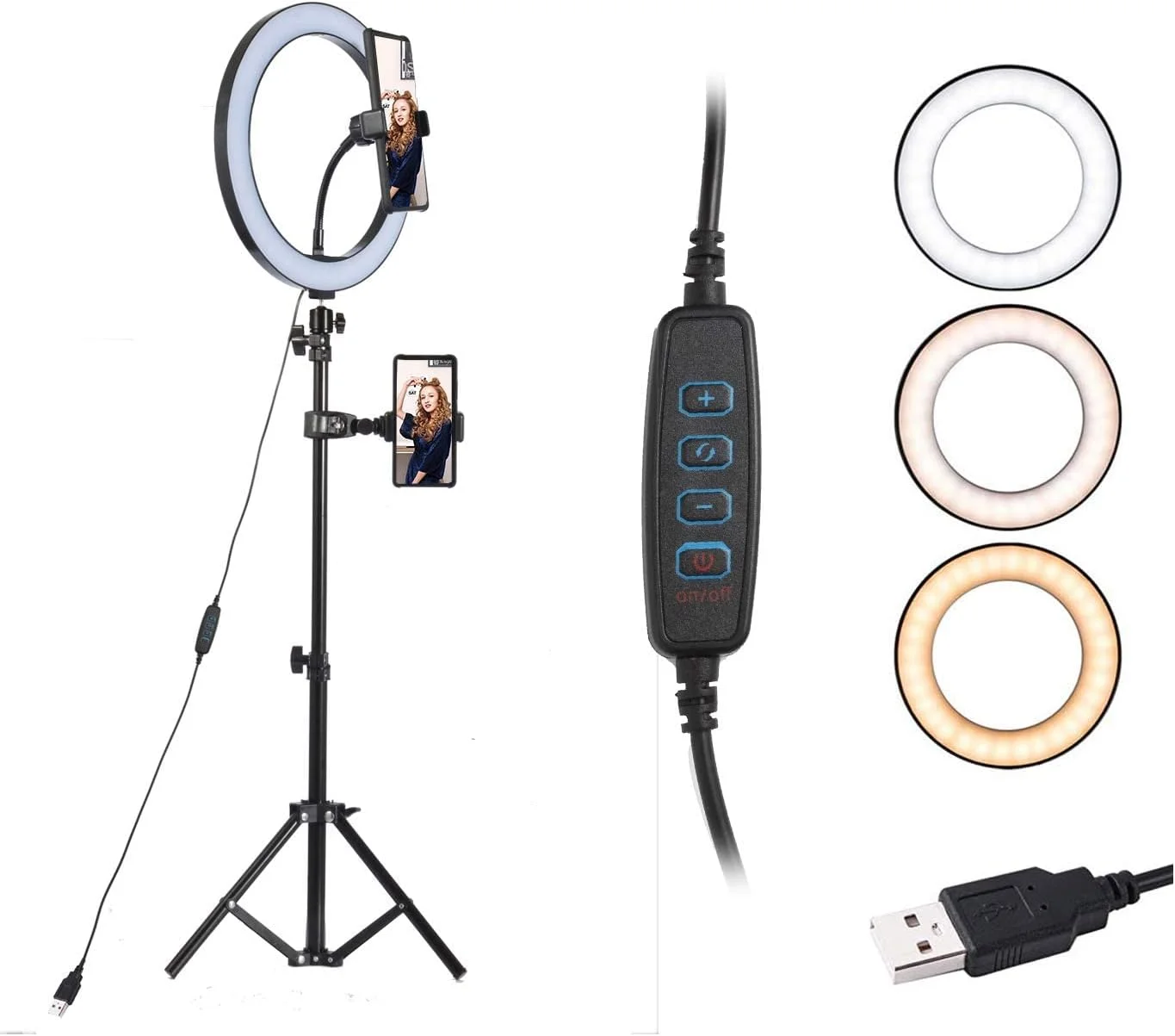 حلقه نور ال ای دی 10 اینچی با پایه و نگهدارنده تلفن، حلقه نور سلفی کوچک با کنترل از راه دور، 3 حالت نور و 10 سطح روشنایی برای آرایش، عکاسی، پخش زنده و ولاگ حلقه نور ال ای دی 10 اینچی با پایه و نگهدارنده تلفن، حلقه نور سلفی کوچک با کنترل از راه دور، 3 حالت نور و 10 سطح روشنایی برای آرایش، عکاسی، پخش زنده و ولاگ