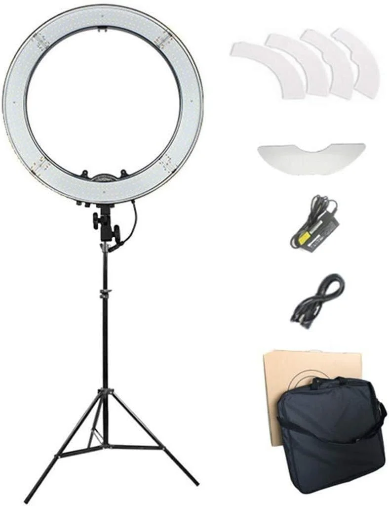 حلقه نور، ست حلقه نور 18 اینچی با دمای رنگی دوگانه، نور پرکننده زنده آینه آرایشی LED مناسب برای عکاسی زیبایی و استفاده در زیبایی ناخن، همراه با پایه سه پایه