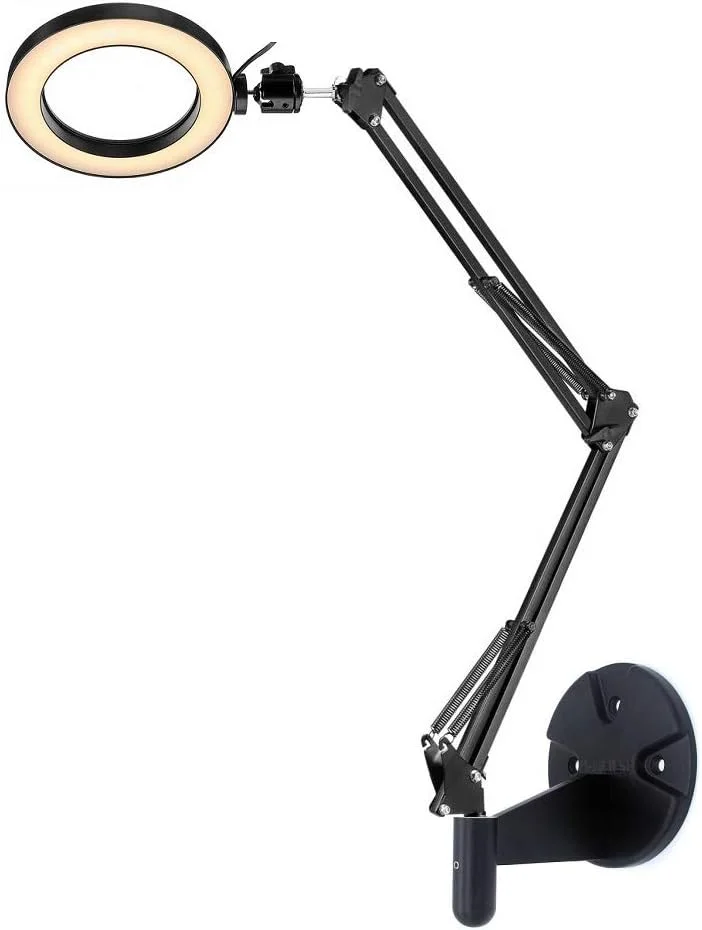 چراغ دیواری Acetaken، چراغ حلقه ای USB 6 اینچی با پایه گردان دیواری برای یوتیوب، کارهای دستی، معماری، طراحی، تعمیر و آرایش چراغ دیواری Acetaken، چراغ حلقه ای USB 6 اینچی با پایه گردان دیواری برای یوتیوب، کارهای دستی، معماری، طراحی، تعمیر و آرایش