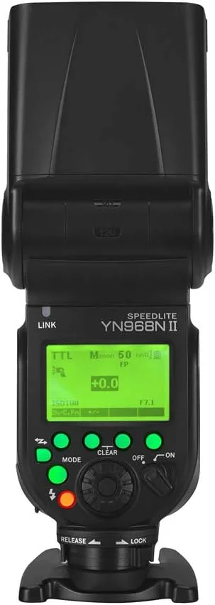 فلاش اکسترنال دوربین YONGNUO YN968N II GN60، واحد فلاش اسپیدلایت بی سیم روی دوربین، HSS TTL 1/8000s، برای Nikon D7300 D7200 D7100 D5600 D5500 D3300 D3000 D500 D810 D750