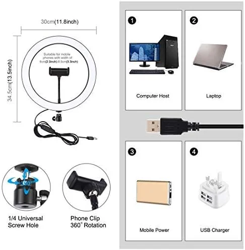 نور حلقه ای PULUZ 12 اینچی، USB با 3 رنگ قابل تنظیم و 10 سطح روشنایی، نور LED حلقه ای برای وبلاگ نویسی، عکاسی سلفی، فیلمبرداری، استریمینگ، ویدیوهای یوتیوب، ولاگ و آرایش نور حلقه ای PULUZ 12 اینچی، USB با 3 رنگ قابل تنظیم و 10 سطح روشنایی، نور LED حلقه ای برای وبلاگ نویسی، عکاسی سلفی، فیلمبرداری، استریمینگ، ویدیوهای یوتیوب، ولاگ و آرایش