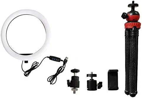 حلقه نور سلفی LED جدید Yuyue با قطر 10 اینچ به همراه نگهدارنده تلفن همراه، میله انعطاف پذیر و سر توپی آلومینیومی حلقه نور سلفی LED جدید Yuyue با قطر 10 اینچ به همراه نگهدارنده تلفن همراه، میله انعطاف پذیر و سر توپی آلومینیومی