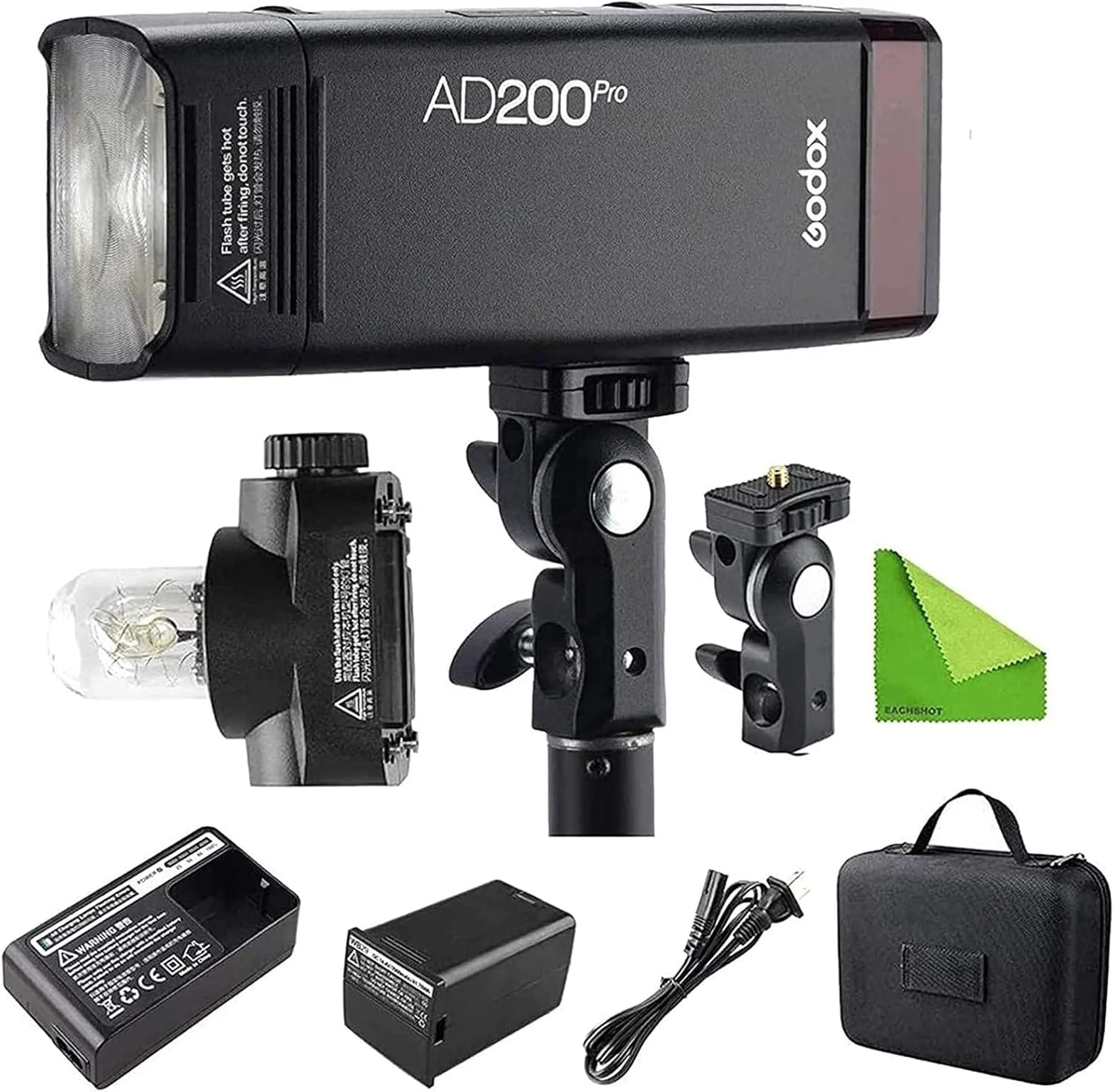 فلاش استروب GODOX AD200 Pro AD200Pro 200Ws 2.4G،‏ HSS 1/8000،‏ 500 فلاش با قدرت کامل،‏ بازیافت 0.01-1.8 ثانیه،‏ باتری 2900mAh،‏ لامپ لخت/هد فلاش فرسنل اسپیدلایت،‏ فلاش جیبی مونولایت