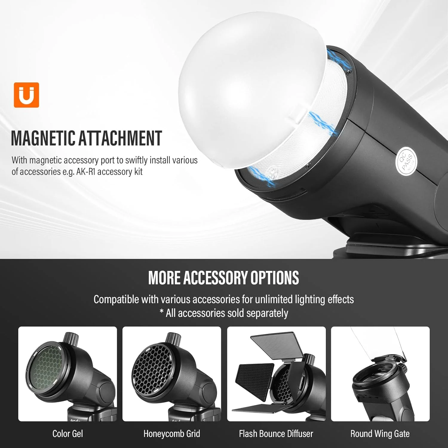 فلاش اسپیدلایت گودکس V1-S TTL با توان 76WS و عدد راهنمای 92، همگامسازی پرسرعت 1/8000 ثانیه، باتری لیتیوم-یون 2600mAh و سر گرد، به همراه کیت لوازم جانبی Godox AK-R1 سازگار با دوربینهای سونی فلاش اسپیدلایت گودکس V1-S TTL با توان 76WS و عدد راهنمای 92، همگامسازی پرسرعت 1/8000 ثانیه، باتری لیتیوم-یون 2600mAh و سر گرد، به همراه کیت لوازم جانبی Godox AK-R1 سازگار با دوربینهای سونی