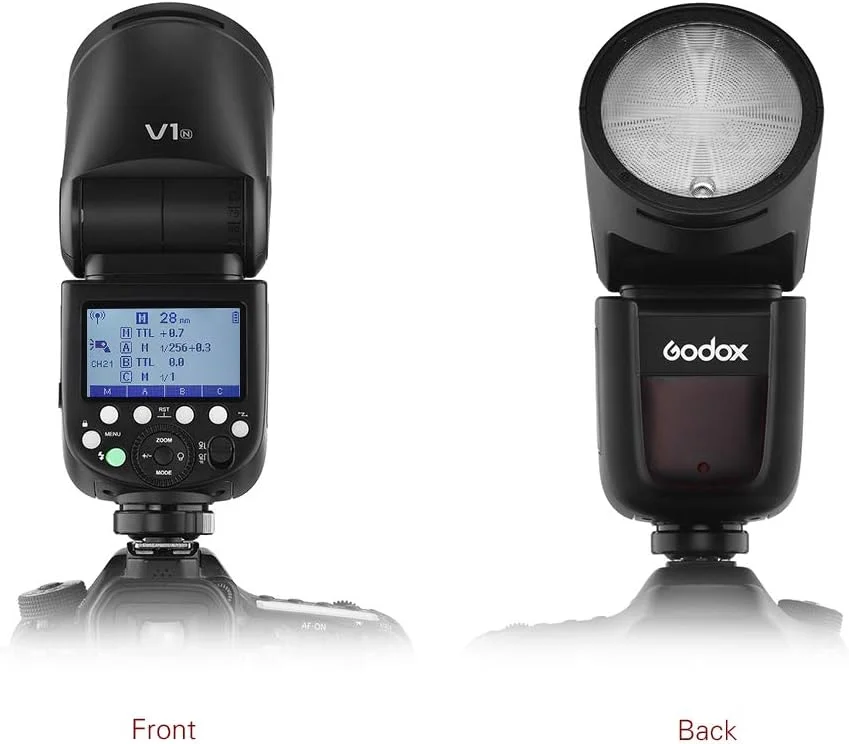 فلاش اسپیدلایت حرفه ای Godox V1N با سر گرد و زوم فرسنل بی سیم 2.4G سازگار با Nikon D5300 D750 D850 D7100 Z7 برای عکاسی استودیویی/پرتره/عروسی فلاش اسپیدلایت حرفه ای Godox V1N با سر گرد و زوم فرسنل بی سیم 2.4G سازگار با Nikon D5300 D750 D850 D7100 Z7 برای عکاسی استودیویی/پرتره/عروسی