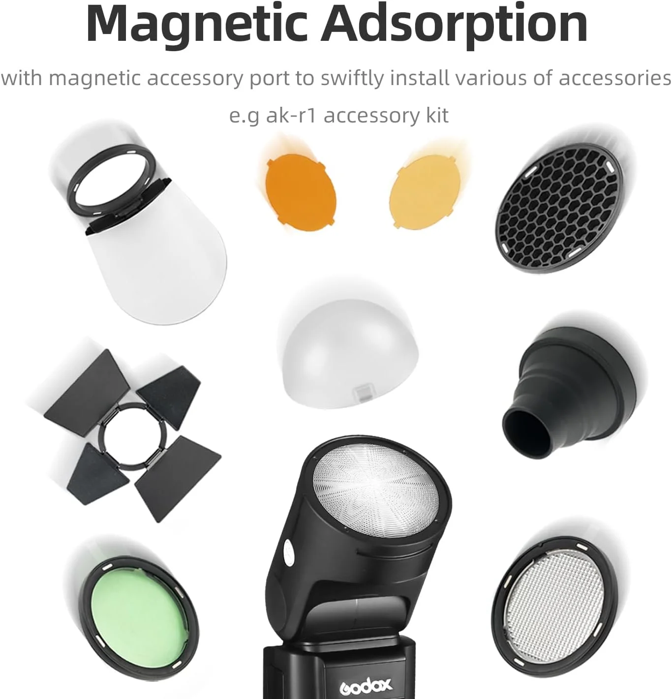 فلاش گودکس V1-C، زمان بازیافت 1.5 ثانیه، HSS 1/8000، 480 شات با قدرت کامل، باتری لیتیومی 2600mAh قابل تعویض برای دوربین کانن