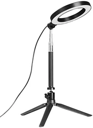 نور حلقه ای LED استودیویی دوربین عکاسی، چراغ ویدئویی تلفن همراه با سه پایه و میله سلفی، نور پرکننده حلقه ای برای کانن نیکون