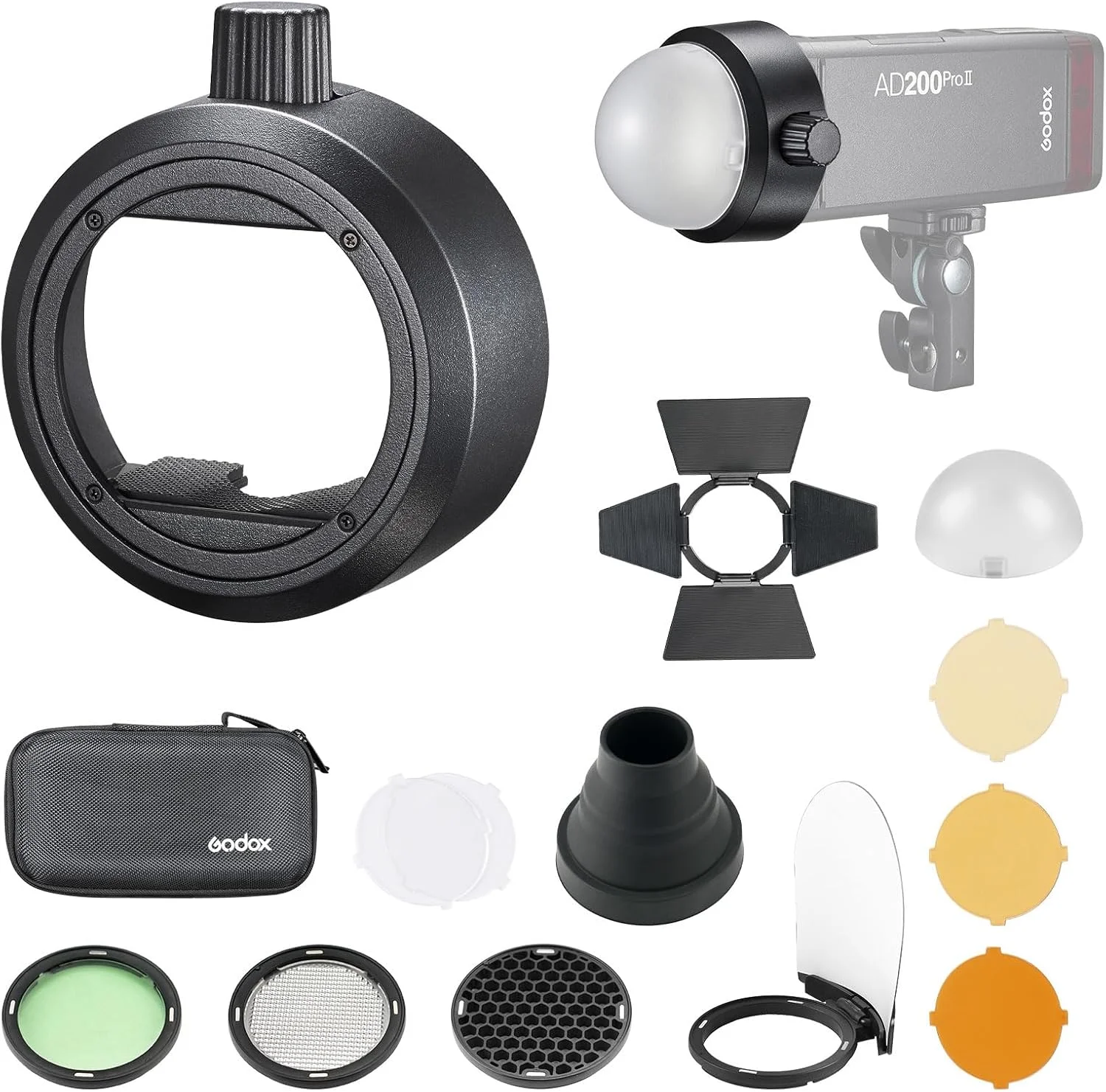 کیت لوازم جانبی سر گرد Godox AK-R1 به همراه آداپتور Godox S-R1 برای فلاش دوربین های Godox TT685 V860II V350 TT600 TT350 V850II Yongnuo Canon Nikon Sony