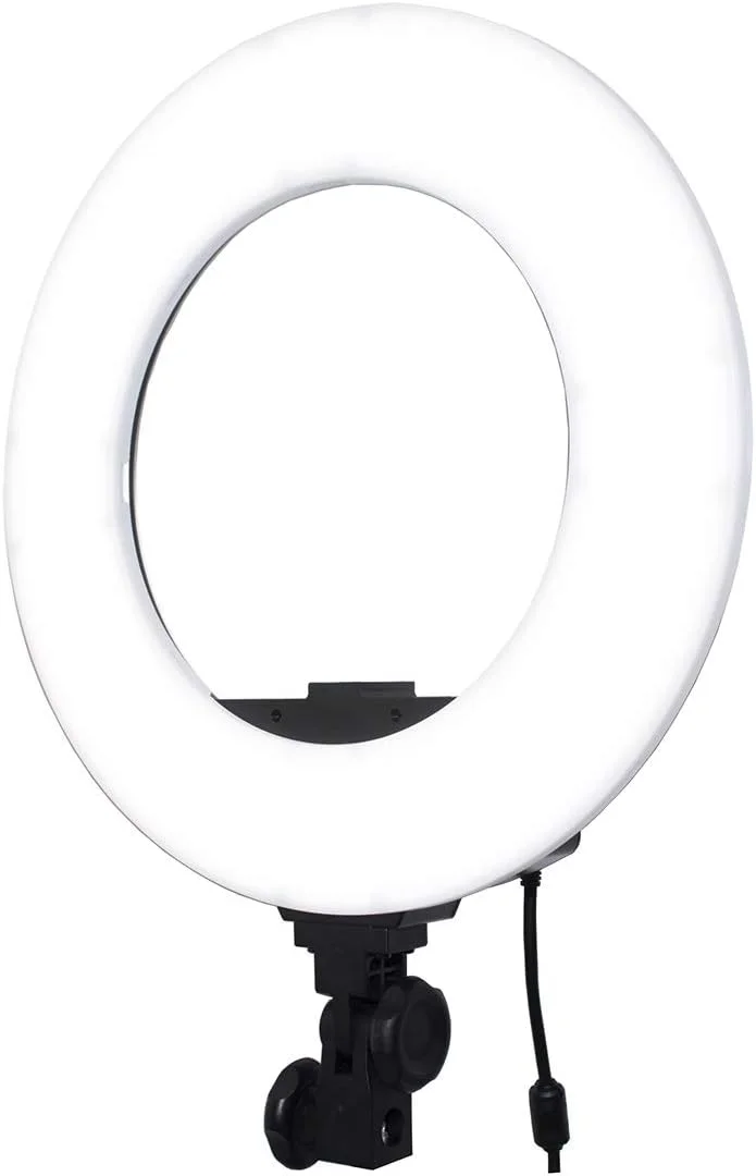 نور حلقه ای تک رنگ RL-14S با قابلیت تنظیم نور 5600K (14 اینچ/36 سانتی متر قطر خارجی، 36 وات، 1024 عدد LED SMD) مشکی