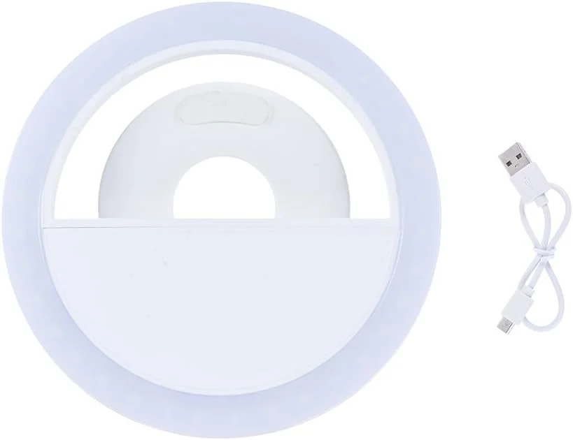 چراغ حلقه ای سلفی LED کوچک کلیپسی قابل حمل با 36 ال ای دی، نورپردازی مکمل برای استفاده در شب، 3 حالت نوردهی با باتری داخلی قابل شارژ USB برای آیفون و سامسونگ چراغ حلقه ای سلفی LED کوچک کلیپسی قابل حمل با 36 ال ای دی، نورپردازی مکمل برای استفاده در شب، 3 حالت نوردهی با باتری داخلی قابل شارژ USB برای آیفون و سامسونگ