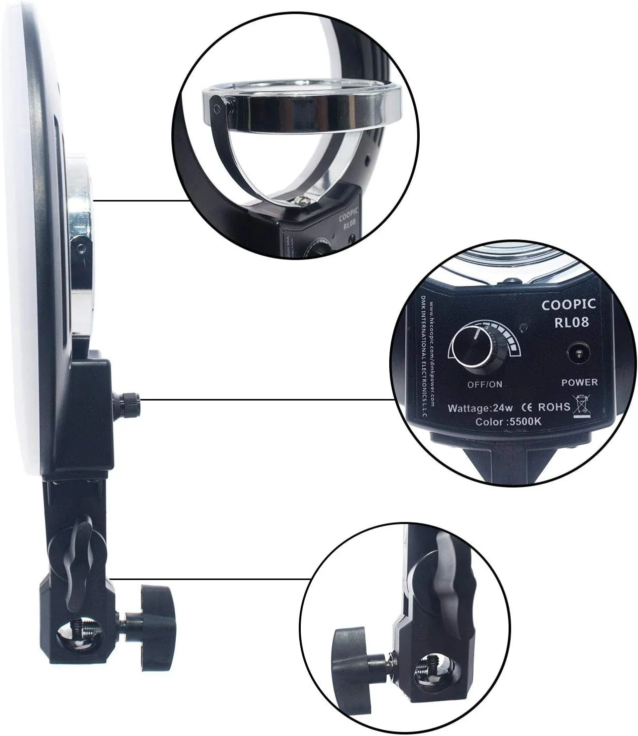 نور حلقه ای LED مدل COOPIC RL-08 مناسب موبایل/دوربین عکاسی/فیلمبرداری، 8 اینچ/20 سانتیمتر، 24 وات، 120 عدد LED SMD، 5500K، با قابلیت تنظیم نور برای پرتره، عکاسی و فیلمبرداری در یوتیوب و واین نور حلقه ای LED مدل COOPIC RL-08 مناسب موبایل/دوربین عکاسی/فیلمبرداری، 8 اینچ/20 سانتیمتر، 24 وات، 120 عدد LED SMD، 5500K، با قابلیت تنظیم نور برای پرتره، عکاسی و فیلمبرداری در یوتیوب و واین