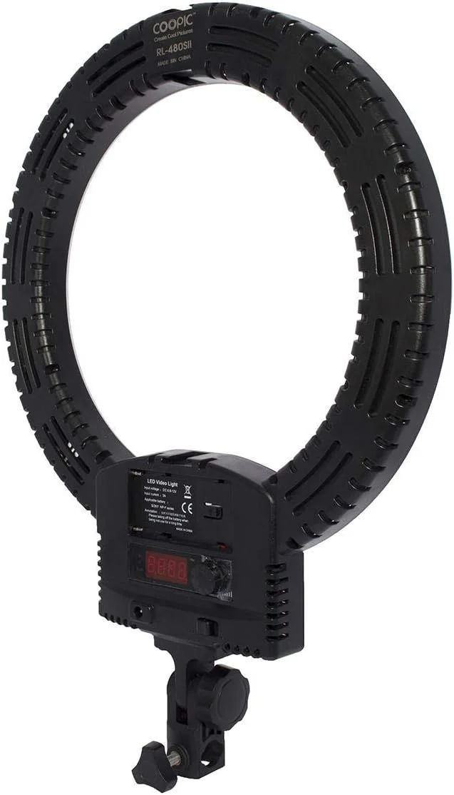 نور حلقه ای ویدئویی COOPIC RL-480SII دو رنگ 3200K-5600K با قابلیت تنظیم نور (12 اینچ/31 سانتی متر قطر بیرونی، 36 وات، 240 عدد LED SMD) مشکی نور حلقه ای ویدئویی COOPIC RL-480SII دو رنگ 3200K-5600K با قابلیت تنظیم نور (12 اینچ/31 سانتی متر قطر بیرونی، 36 وات، 240 عدد LED SMD) مشکی