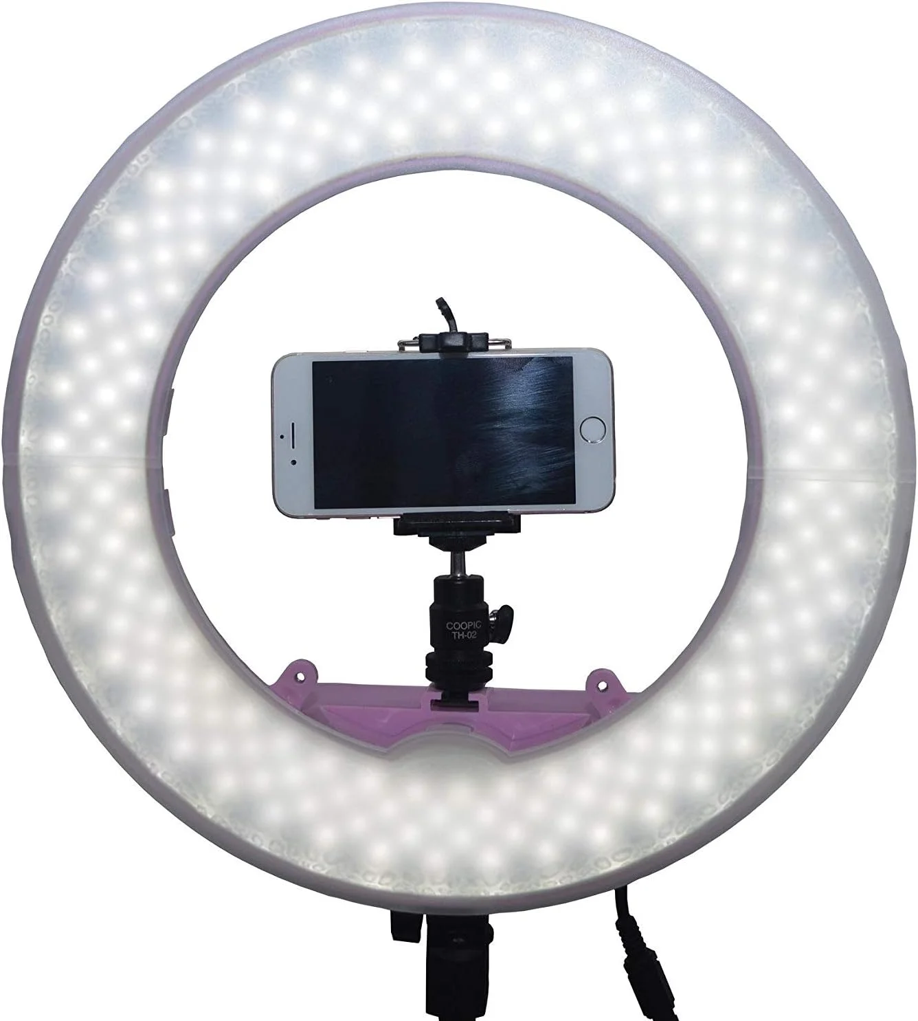 RL-480S حلقه نور LED برای عکس/فیلم دوربین، ۱۳ اینچ/۳۳ سانتی متر، بیرونی ۴۰ وات، ۲۴۰ عدد LED SMD، نور حلقه ای قابل تنظیم 5500K با مجموعه فیلتر رنگی پلاستیکی (رنگ صورتی)