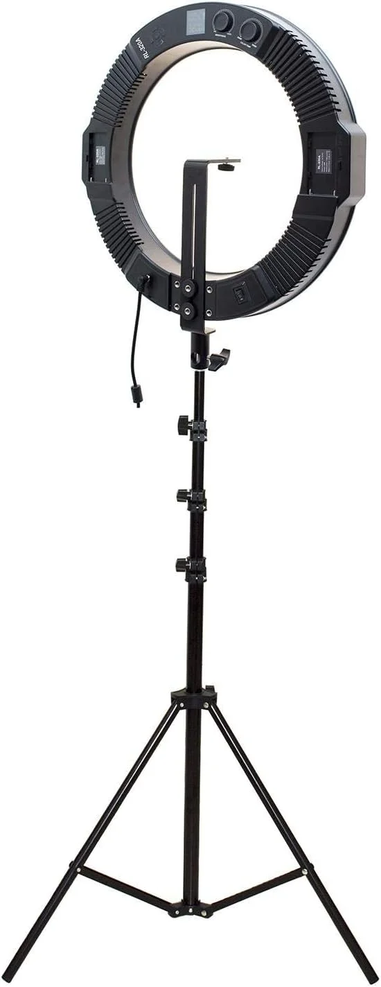 نور حلقه ای ویدئویی RL-320A با رنگ زیستی قابل تنظیم 3200K-5600K به همراه پایه نور (18 اینچ/46 سانتی متر بیرونی 40 وات، 160 عدد LED SMD)