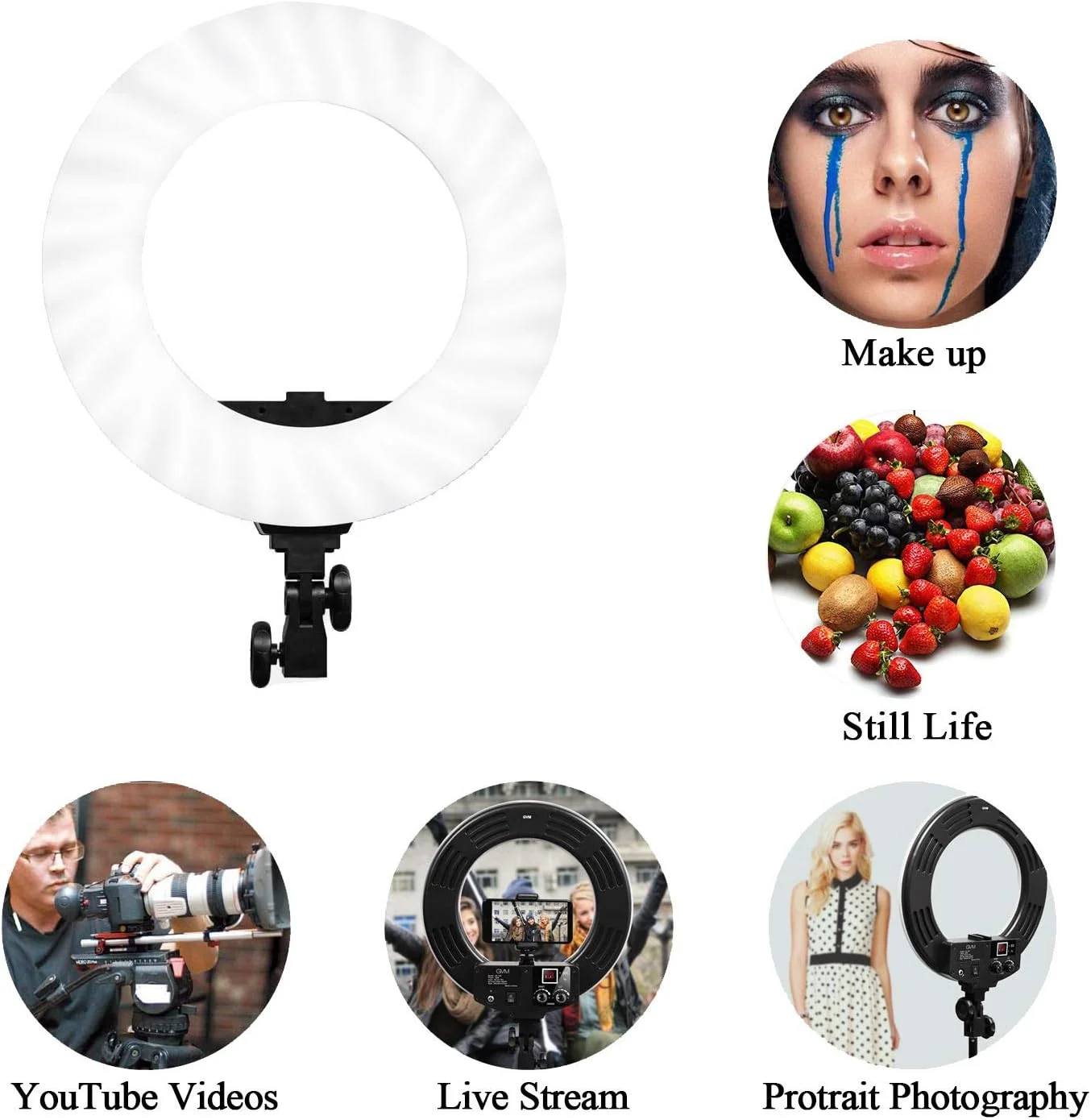 نور حلقه ای ویدئویی COOPIC Create Cool Pictures RL-14D دو رنگ با قابلیت تنظیم نور (14 اینچ / 36 سانتی متر بیرونی، 36 وات، 1024 عدد LED SMD) مشکی