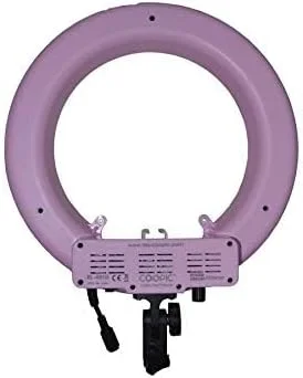 نور حلقه ای ال ای دی COOPIC مدل RL-480S مناسب عکس و فیلمبرداری، 13 اینچ/33 سانتیمتر، 40 وات، 240 ال ای دی SMD، دمای رنگ 5500K، با قابلیت تنظیم نور و دارای فیلتر رنگی پلاستیکی (رنگ صورتی)