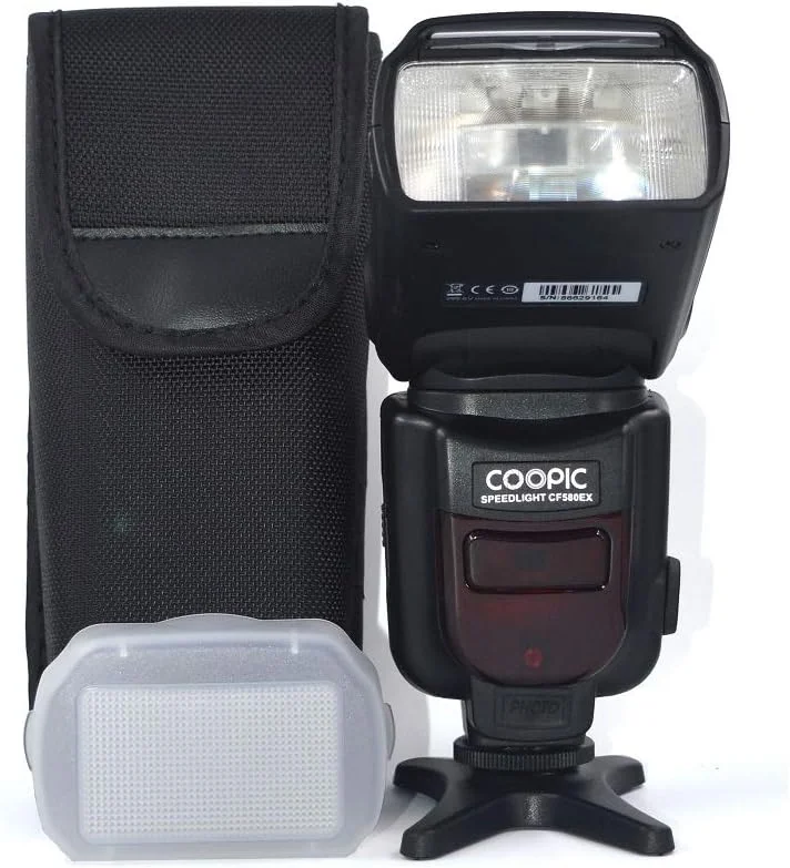 فلاش اسپیدلایت COOPIC CF580EX N با نمایشگر LCD، بی‌سیم GN56 5500K TTL، مناسب برای تمامی دوربین‌های NIKON