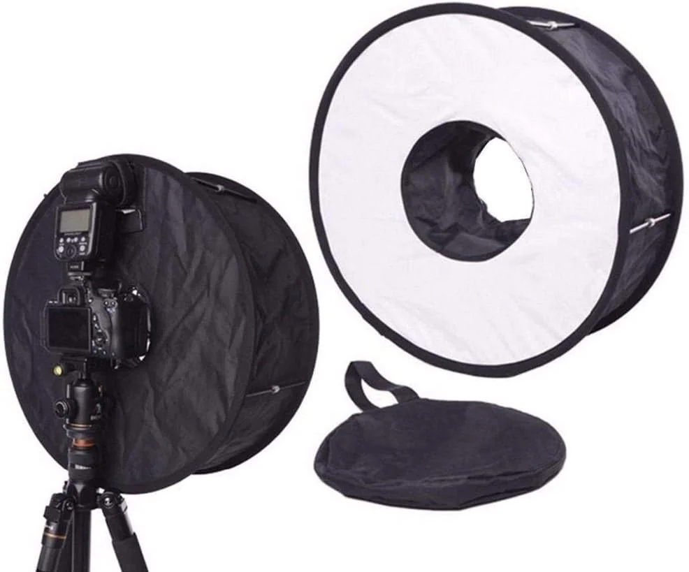 نرم کننده نور فلاش حلقه ای تاشو 45 سانتی متری برای فلاش های اسپیدلایت DSLR، عکاسی ماکرو و استودیویی نرم کننده نور فلاش حلقه ای تاشو 45 سانتی متری برای فلاش های اسپیدلایت DSLR، عکاسی ماکرو و استودیویی