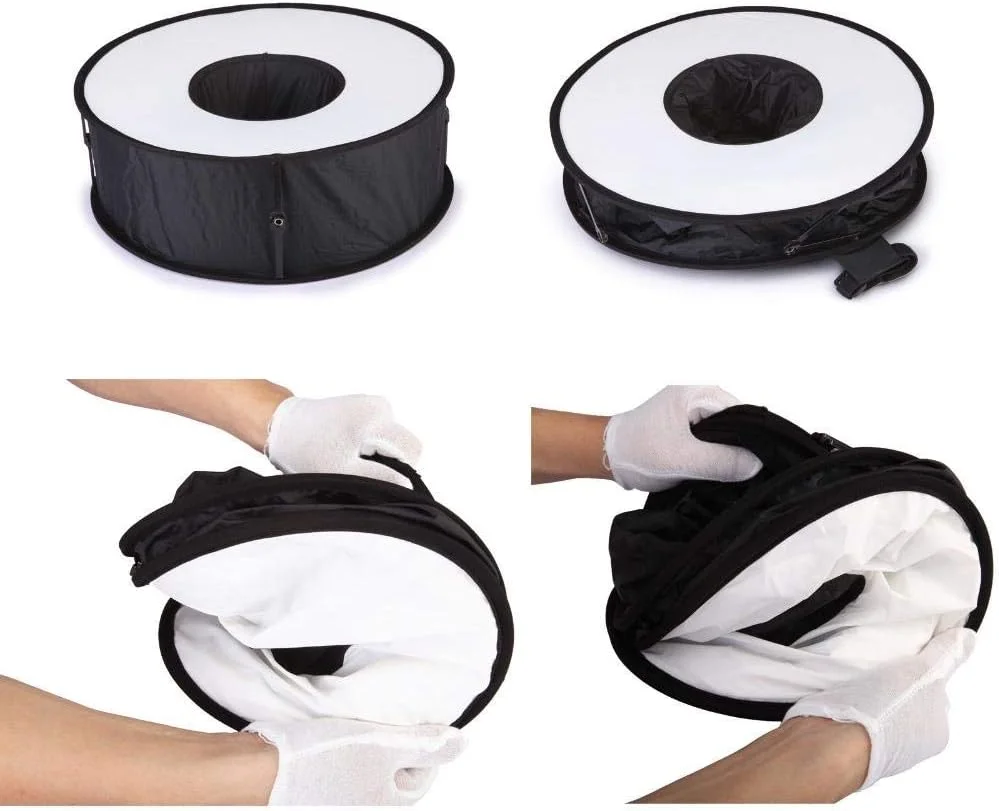 نرم کننده نور فلاش حلقه ای تاشو 45 سانتی متری برای فلاش های اسپیدلایت DSLR، عکاسی ماکرو و استودیویی نرم کننده نور فلاش حلقه ای تاشو 45 سانتی متری برای فلاش های اسپیدلایت DSLR، عکاسی ماکرو و استودیویی