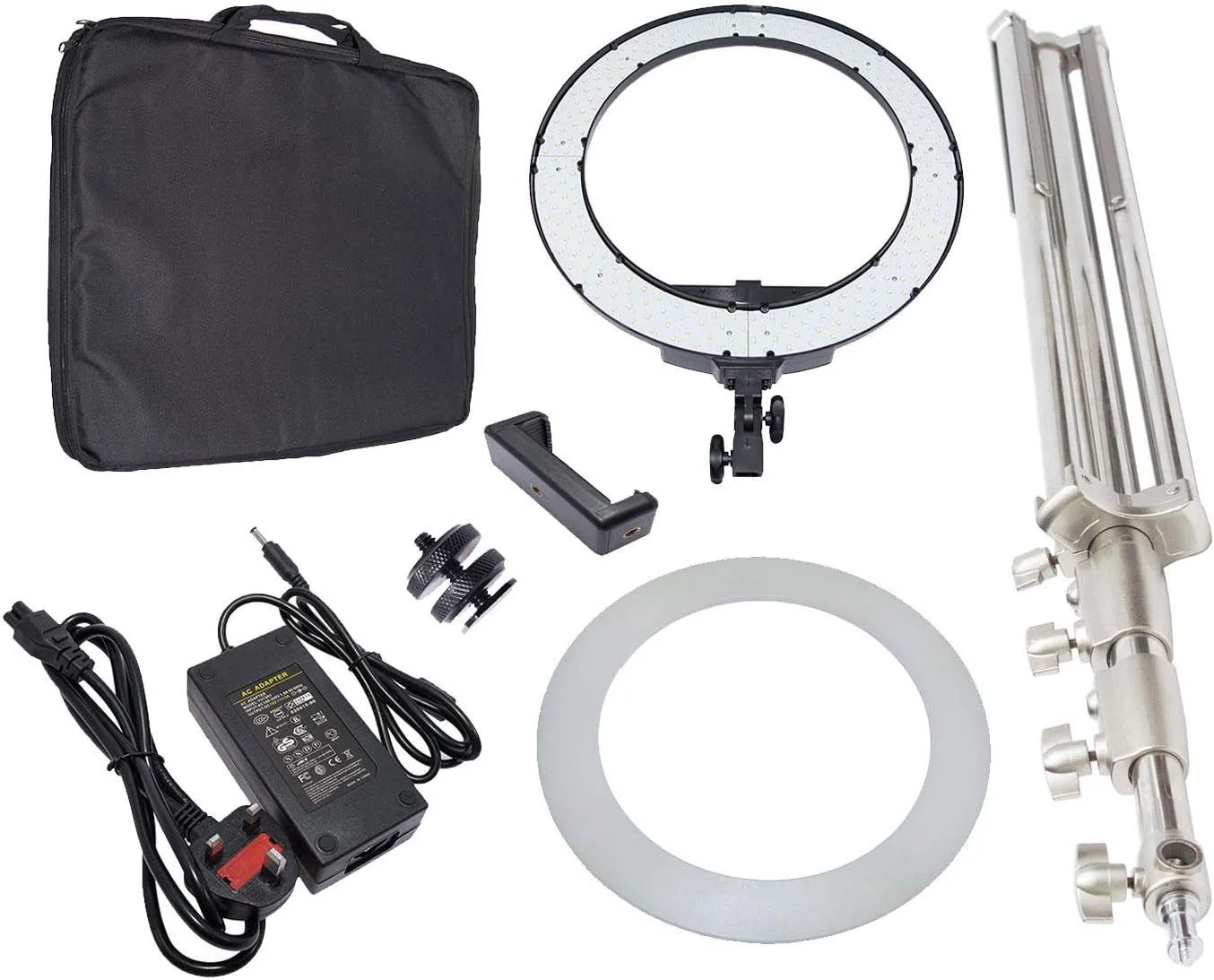 نور حلقه ای ویدئویی RL-18D دو رنگ 3200K-5600K با قابلیت تنظیم نور (18 اینچ/46 سانتی متر قطر خارجی، 55 وات، 2048 عدد LED) به همراه پایه نور استیل ضد زنگ L280M نور حلقه ای ویدئویی RL-18D دو رنگ 3200K-5600K با قابلیت تنظیم نور (18 اینچ/46 سانتی متر قطر خارجی، 55 وات، 2048 عدد LED) به همراه پایه نور استیل ضد زنگ L280M