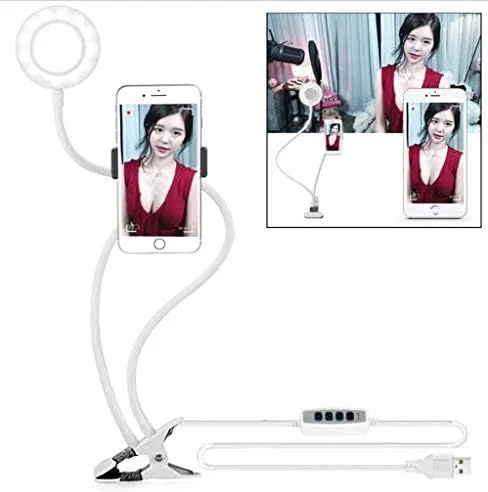 پایه نگهدارنده گوشی فلزی رومیزی با نور حلقه ای سلفی پایه نگهدارنده گوشی فلزی رومیزی با نور حلقه ای سلفی