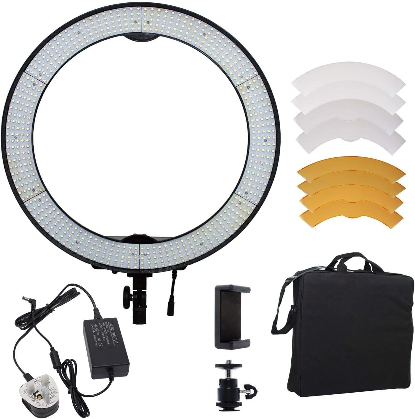 حلقه نور ال ای دی SMD مدل RL-650S کوپیک، 55 وات، 5500 کلوین، با قابلیت تنظیم نور و هولدر موبایل - 240 عدد ال ای دی (مشکی، 48 سانتی متر)