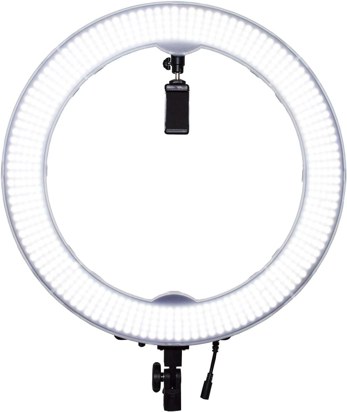 حلقه نور ال ای دی SMD مدل RL-650S کوپیک، 55 وات، 5500 کلوین، با قابلیت تنظیم نور و هولدر موبایل - 240 عدد ال ای دی (مشکی، 48 سانتی متر)