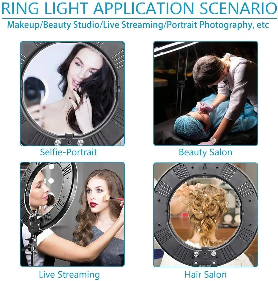 حلقه نور با پایه سه پایه، حلقه نور ال ای دی 14 اینچی ZOMEI با نگهدارنده تلفن، نورپردازی دایره ای با دمای رنگ قابل تنظیم، چراغ های حلقه ای آرایش عکس ال ای دی برای TikTok، YouTube، ضبط ویدیو زنده و ولاگ
