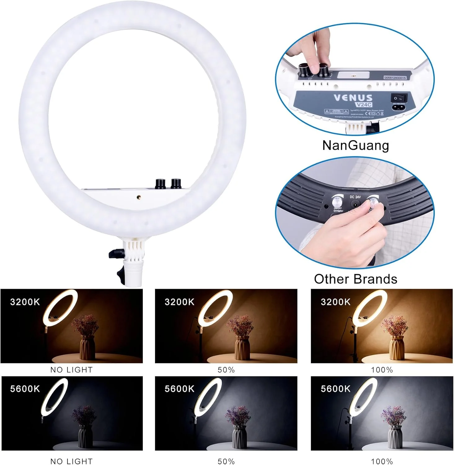 کیت پایه رینگ لایت LED دو رنگ قابل تنظیم NanGuang Venus V24C 14 اینچی کیت پایه رینگ لایت LED دو رنگ قابل تنظیم NanGuang Venus V24C 14 اینچی